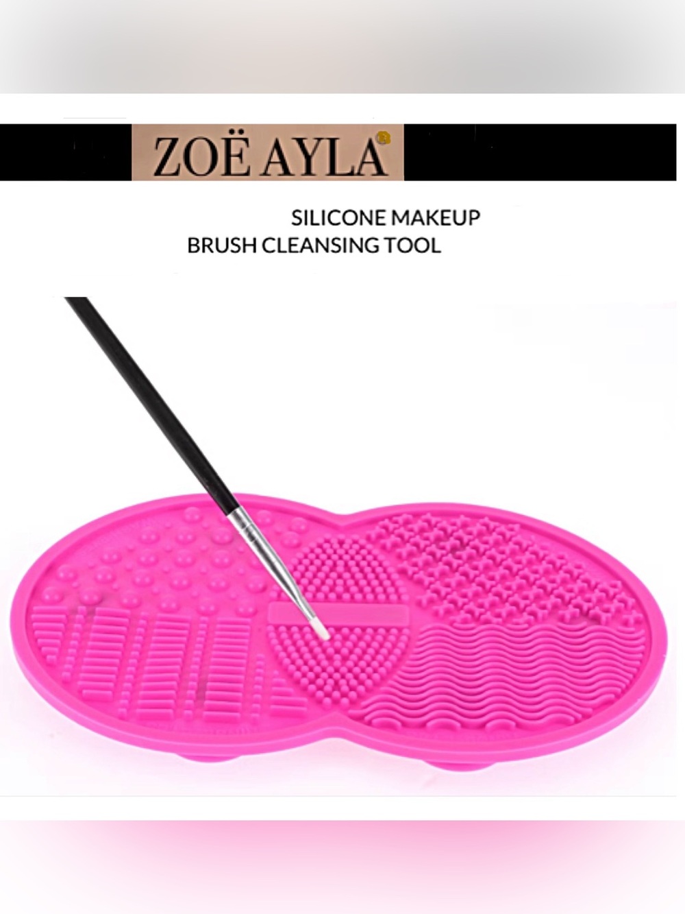 NIB Zoe Ayla MAKEUP BRUSH CLEANER Hot Pink Silicone Pad Tool FACTORY SEALED BOX
